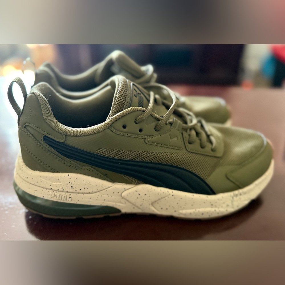 Puma Men's Olive and Black Sneakers